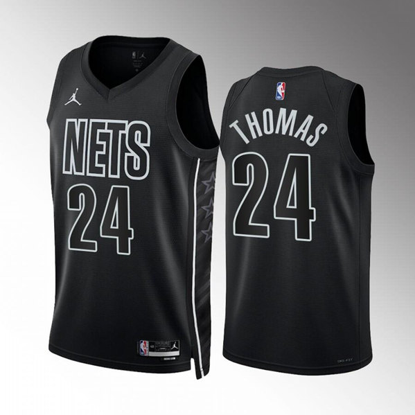 Men%27s Brooklyn Nets #24 Cam Thomas 2022-23 Black Statement Edition Stitched Basketball Jersey